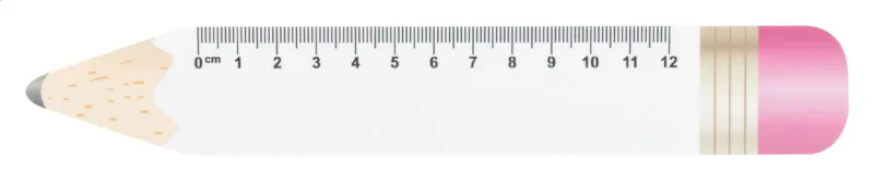 Ceruza formájú vonalzó, 12 cm, fehér