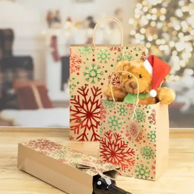Karácsonyi ajándéktáska, nagy, többszínű
