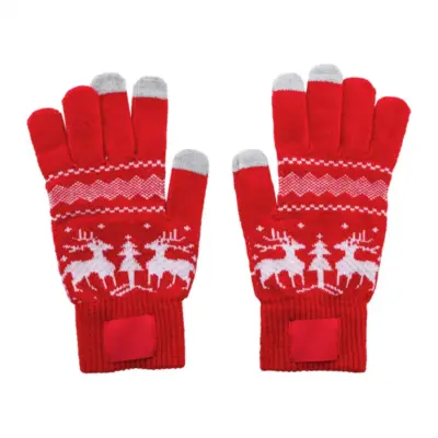 Karácsonyi érintőképernyős kesztyű, piros