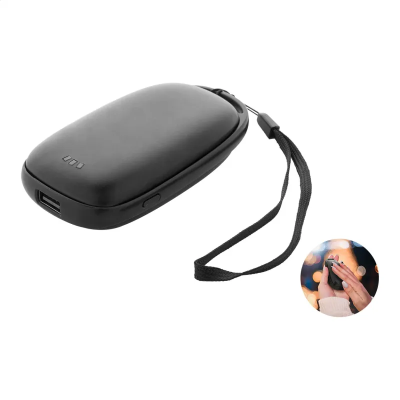 Kézmelegítő power bank, fekete