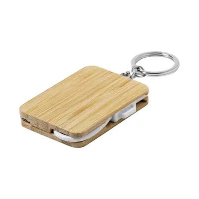 Kulcstartó USB töltőkábellel, fehér / natúr