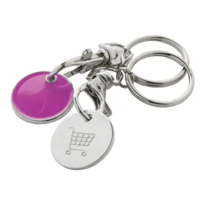 Kulcstartós bevásárlókocsi érme – Eurocoin, pink
