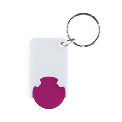 Kulcstartós bevásárlókocsi érme, pink / fehér