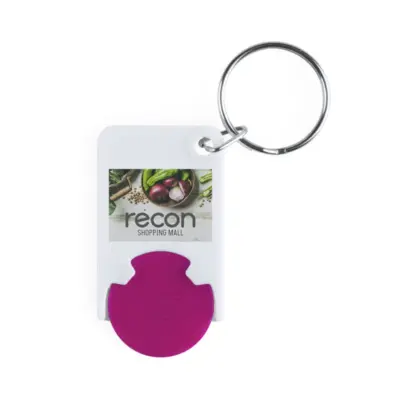 Kulcstartós bevásárlókocsi érme – Trolex, pink / fehér