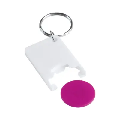 Kulcstartós bevásárlókocsi érme – Trolex, pink / fehér