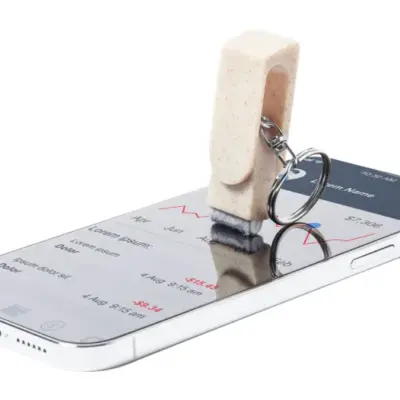 Mobiltelefon-tartó kulcstartó, natúr