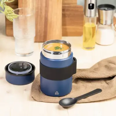 Újrahasznosított rozsdamentes acél ételdoboz – Minestrone, sötét kék