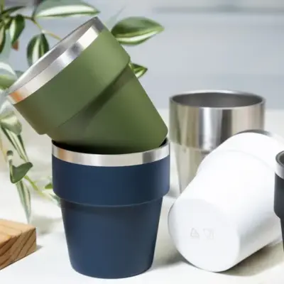 Újrahasznosított rozsdamentes acél thermo pohár – Obata, ezüst