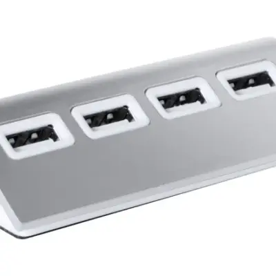 USB hub, ezüst / fehér