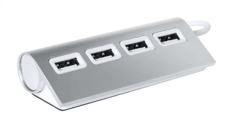 USB hub, ezüst / fehér