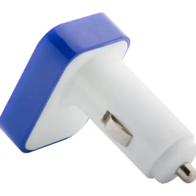 USB-s autós szivargyújtó, kék / fehér