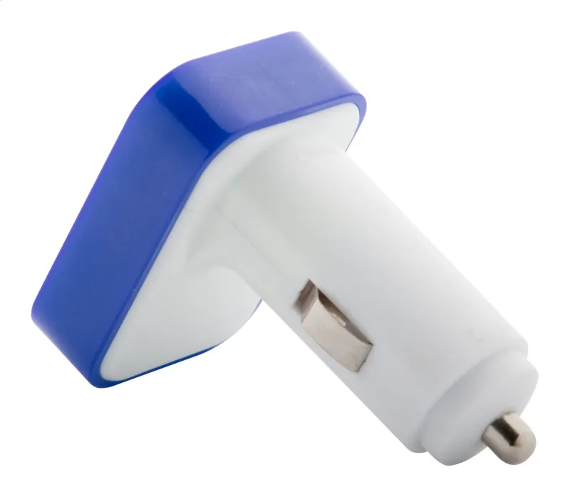 USB-s autós szivargyújtó, kék / fehér