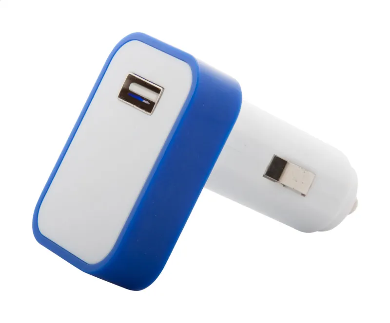 USB-s autós szivargyújtó, kék / fehér