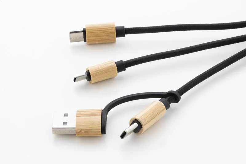 USB töltőkábel, natúr / fekete