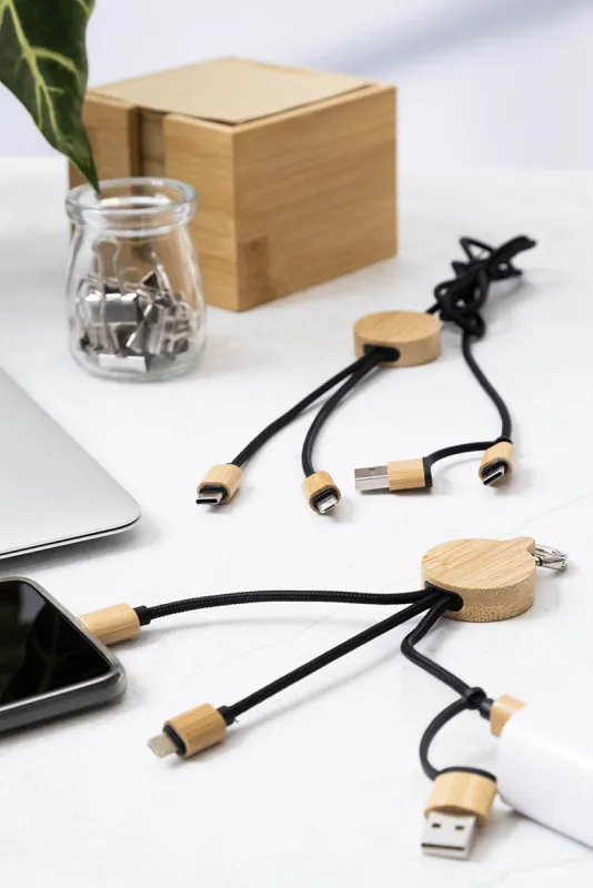 USB töltőkábel, natúr / fekete