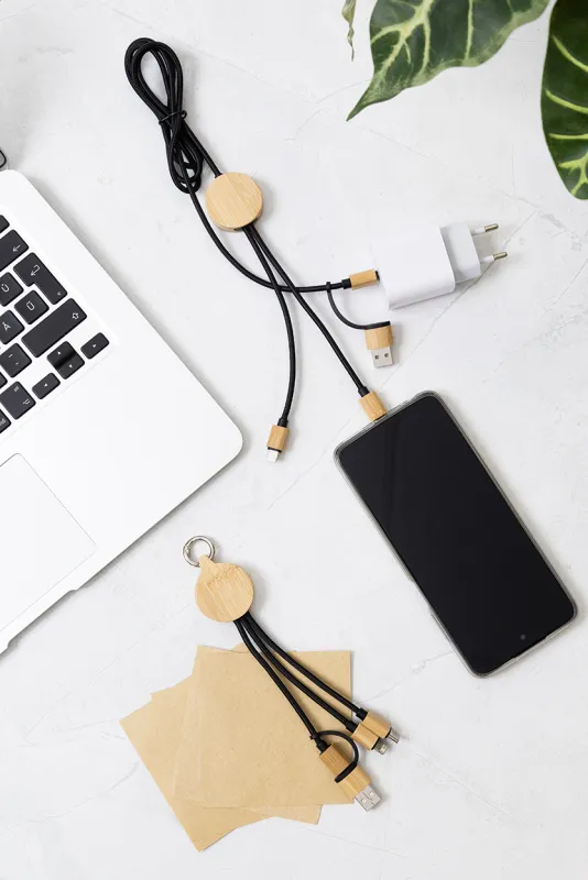 USB töltőkábel, natúr / fekete